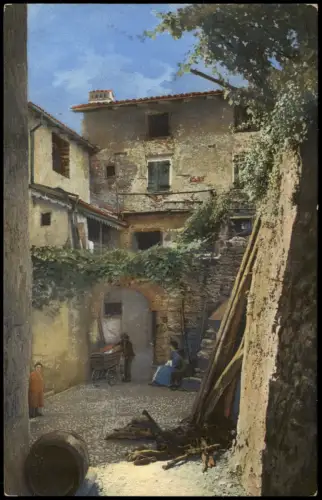 Riva del Garda Innenhof am Lago di Garda Gardasee PHOTOCHROMIE Serienkarte 1910