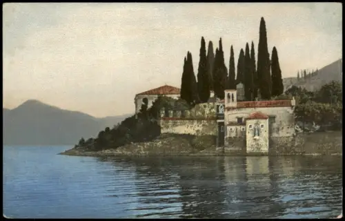 Garda Punta San Vigilio Photochromiekarte Stimmungsbild Natur 1910