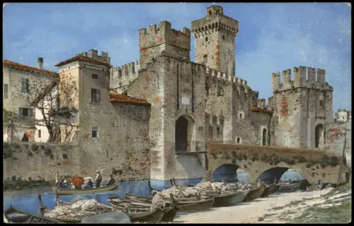 Cartolina Sirmione Castello (Burg, Castle) PHOTOCHROMIE-Karte 1910