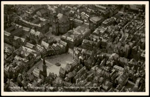 Frankfurt am Main Luftbild City mit Römerberg, Rathaus und Pauluskirche 1930