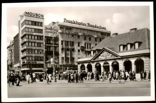 Ansichtskarte Frankfurt am Main Hauptwache belebt, Geschäftshäuser 1950