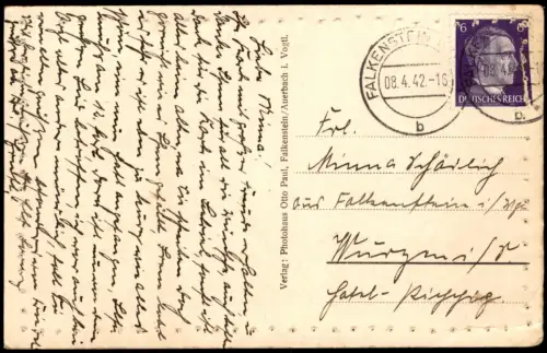 Ansichtskarte Falkenstein (Vogtland) Panorama-Ansicht Fernansicht 1942