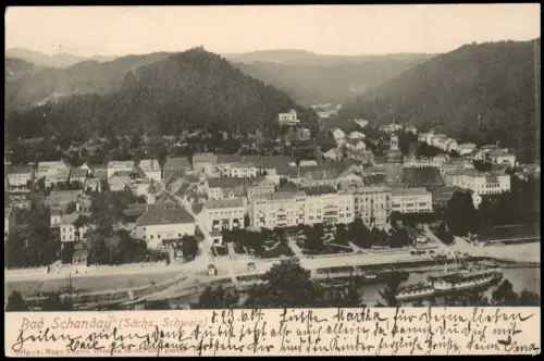 Ansichtskarte Bad Schandau Panorama-Ansicht 1904   Ankunftsstempel