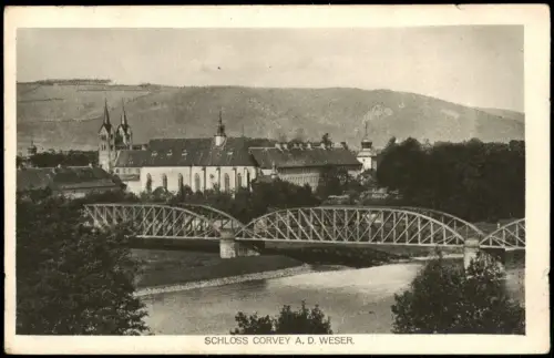 Ansichtskarte Höxter (Weser) Schloß Kloster Corvey - Brücke 1928
