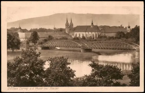 Höxter (Weser) Schloss Corvey a.d. Weser bei Höxter Brücke 1928