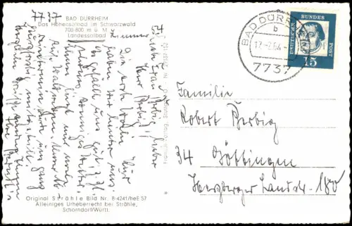 Ansichtskarte Bad Dürrheim Luftbild 1964