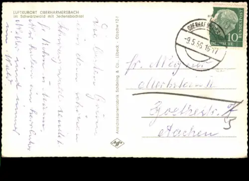 Ansichtskarte Oberharmersbach Partie an der Stadt 1956