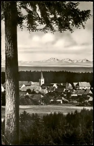 Ansichtskarte Birkendorf-Ühlingen-Birkendorf Stadtpartie mit Bergkette 1956