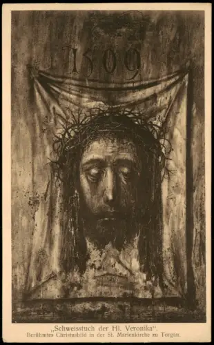 Torgau Schweisstuch der Hl. Veronika Christusbild St. Marienkirche 1922