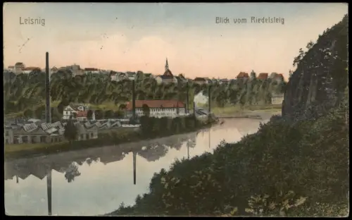 Ansichtskarte Leisnig Fabrikanlage Stadt 1917
