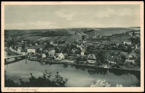 Ansichtskarte Fischendorf-Leisnig Blick auf Stadt und Obstweinschänke 1934