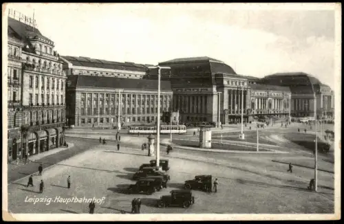 Ansichtskarte Leipzig Hauptbahnhof Hotel Verkehrsturm 1937