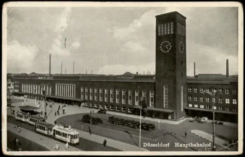 Ansichtskarte Düsseldorf Hauptbahnhof Straße Tram 1939