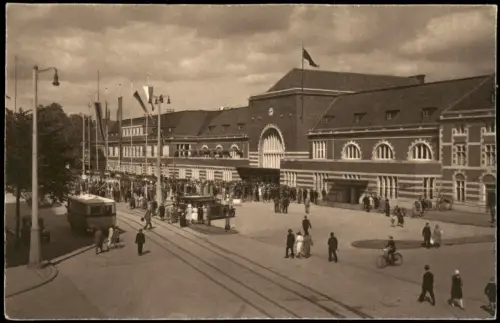 Ansichtskarte Münster (Westfalen) Hauptbahnhof Bus belebt 1930