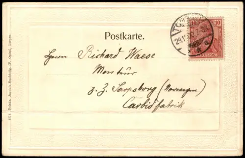 Ansichtskarte Torgau Schloss Hartenfels Brücke 1900 Passepartout