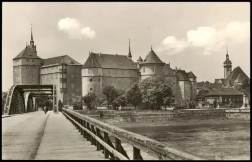 Ansichtskarte Torgau Blick über die Elbbrücke Schloss Hartenfels 1961