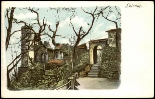 Ansichtskarte Leisnig Partie im Mirus Park. Künstlerkarte 1905