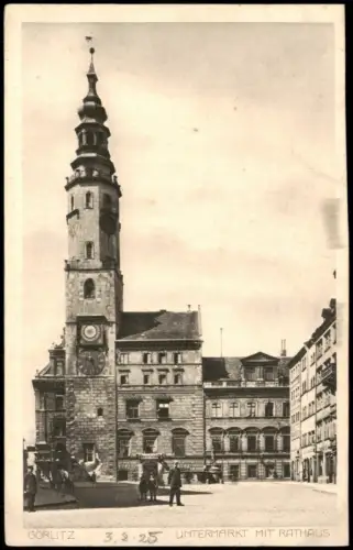 Ansichtskarte Görlitz Zgorzelec Untermarkt Polizist 1925