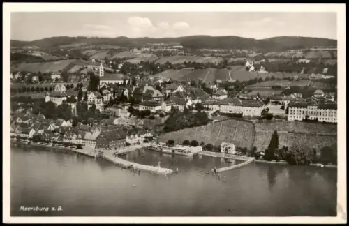 Ansichtskarte Meersburg Luftbild Hang Hafen Stadt 1952