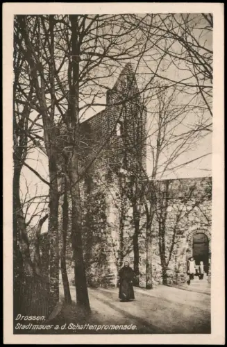 Postcard Drossen Ośno Lubuskie Stadtmauer a.d. Schattenpromenade 1918