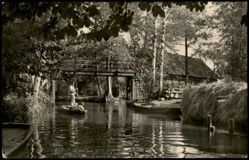 Ansichtskarte Leipe-Lübbenau (Spreewald) Lipje Lubnjow Kahnfahrt im Ort 1959