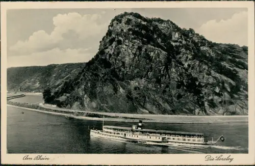 Ansichtskarte Sankt Goar Rhein Schiff Dampfer im Rheintal an der Loreley 1930