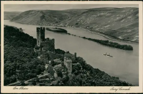 Ansichtskarte Mainz Burg Sooneck Rhein Panorama-Blick 1930