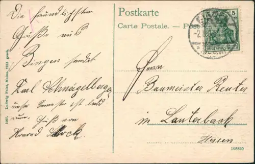 Ansichtskarte Bingen am Rhein Burg Rheinstein 1907