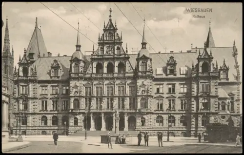 Ansichtskarte Wiesbaden Rathaus 1917   1 Weltkrieg Feldpost gelaufen