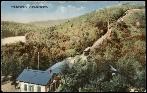 Ansichtskarte Wiesbaden Nerobergbahn 1917    Feldpostkarte