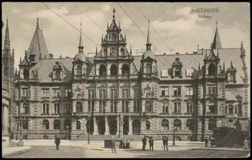 Ansichtskarte Wiesbaden Rathaus 1917 Feldpoststempel WK1