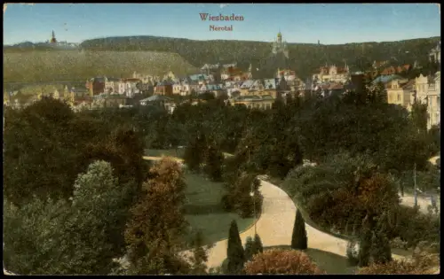 Ansichtskarte Wiesbaden Nerotal 1917   1. Weltkrieg Feldpost  1917