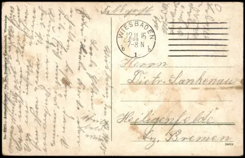 Ansichtskarte Wiesbaden Kurhaus mit Blumengarten 1915    Feldpost