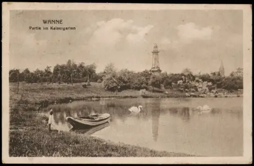 Ansichtskarte Wanne-Eickel-Herne WANNE Partie Kaisergarten 1918 Feldpost