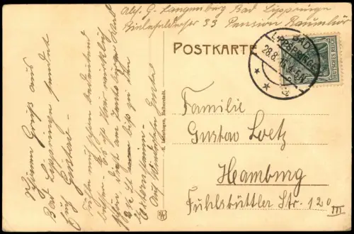 Teutoburger Wald BLICK VOM HANGSTEIN (SCHLING) 1915   gel BAD LIPPSPRINGE