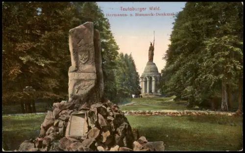 Teutoburger Wald Hermanns- u. Bismarck-Denkmal 1928   gel ab Stempel DETMOLD