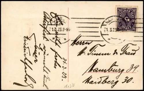 Ostern Easter Ostergrüsse mit Frauen-Porträt u. Blumenschmuck 1923