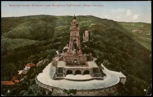Kelbra Denkmal Kaiser Wilhelm I. u. Burgruine Kyffhäuser Flieger-Aufnahme 1927