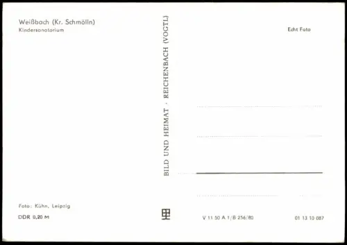 Ansichtskarte Weißbach (bei Schmölln) Kindersanatorium zur DDR-Zeit 1980