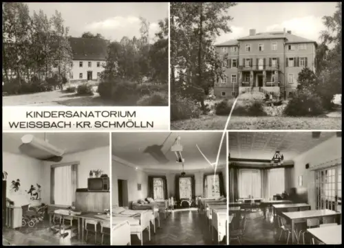 Weißbach (bei Schmölln) DDR Mehrbildkarte KINDERSANATORIUM mit Innenansichten 1980