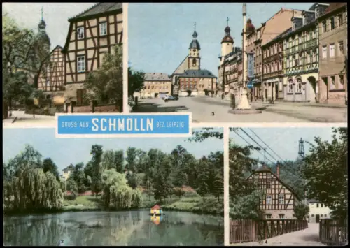 Schmölln DDR MB mit Malerwinkel Brauerei-Teich Marktplatz Aussichtsturm 1968