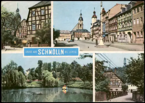 Schmölln DDR Mehrbildkarte mit Ortsansichten u.a. Brauerei-Teich uvm. 1968