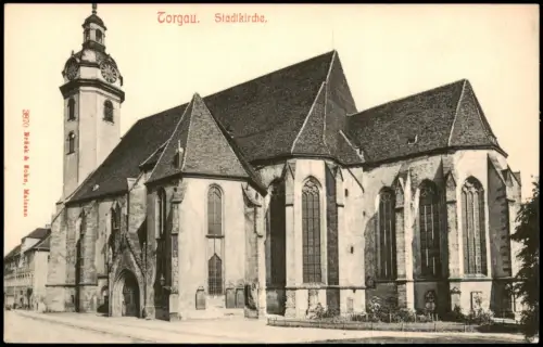 Ansichtskarte Torgau Partie an der Stadtkirche St.-Marien-Kirche 1903