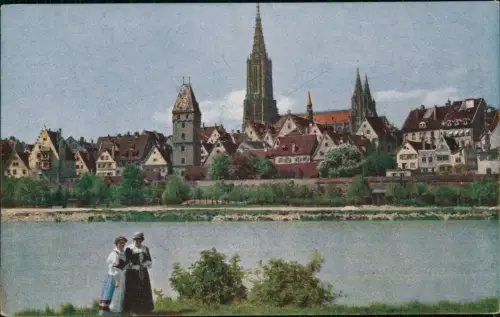 Ansichtskarte Ulm a. d. Donau Stadtpartie Frauen Naturfarben 1918