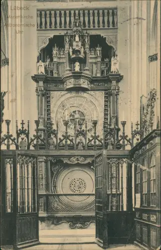 Ansichtskarte Lübeck Marienkirche Astronomische Uhr 1913