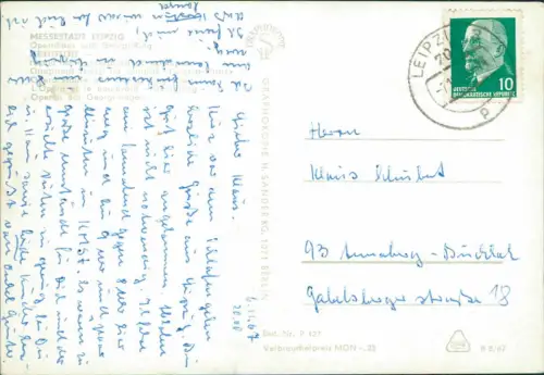 Lot 7 Ansichtskarten Leipzig Posten verschiedener Leipzig Karten 1940/1967