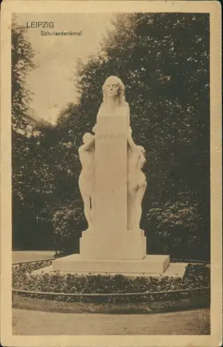 Ansichtskarte Leipzig Schillerdenkmal 1918