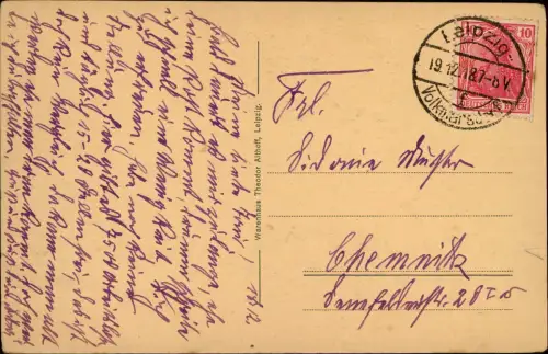 Ansichtskarte Leipzig Schillerdenkmal 1918