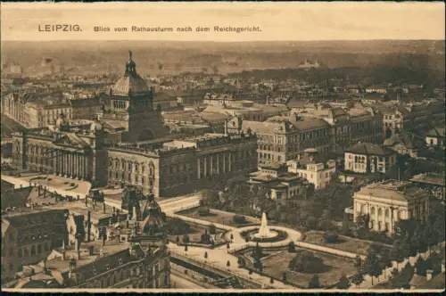 Ansichtskarte Leipzig Blick vom Rathausturm nach dem Reichsgericht 1910