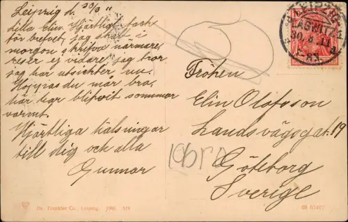 Ansichtskarte Leipzig Märchenbrunnen 1908  Stempel L.-Plagwitz